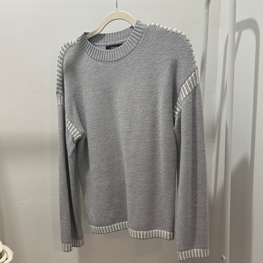 Gray Sweater with White Accents